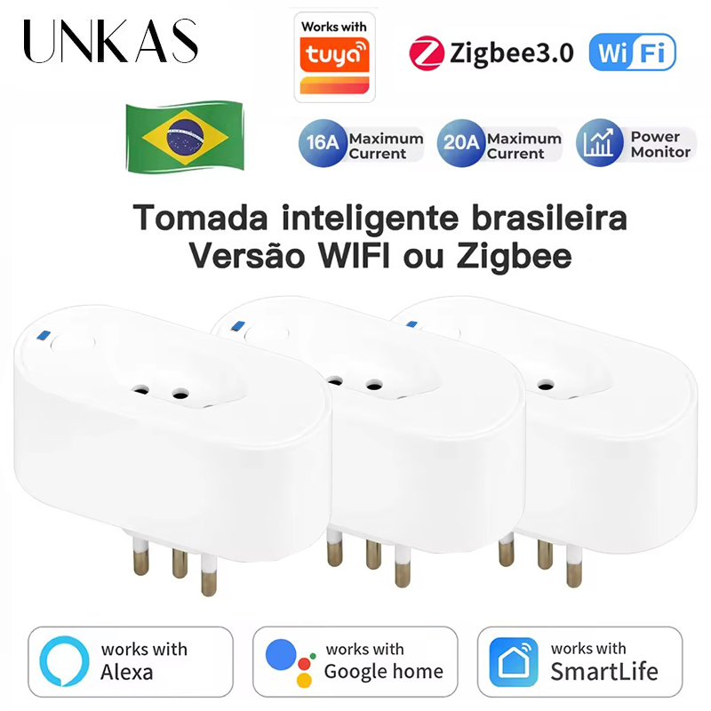 Smart Home Voice Assistant - Tomada Inteligente UNKAS com Wi-Fi ou