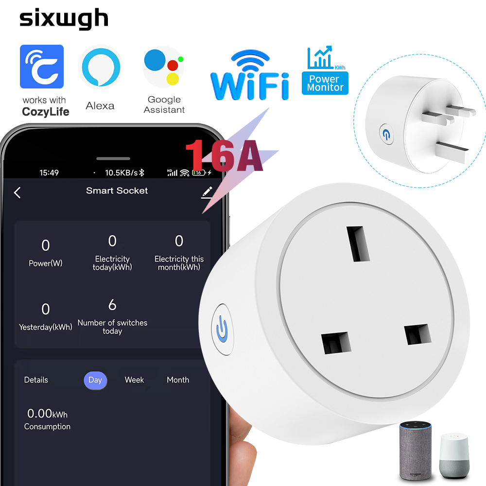Smart Home Voice Assistant - Tomada Inteligente WiFi 16A com Plugue