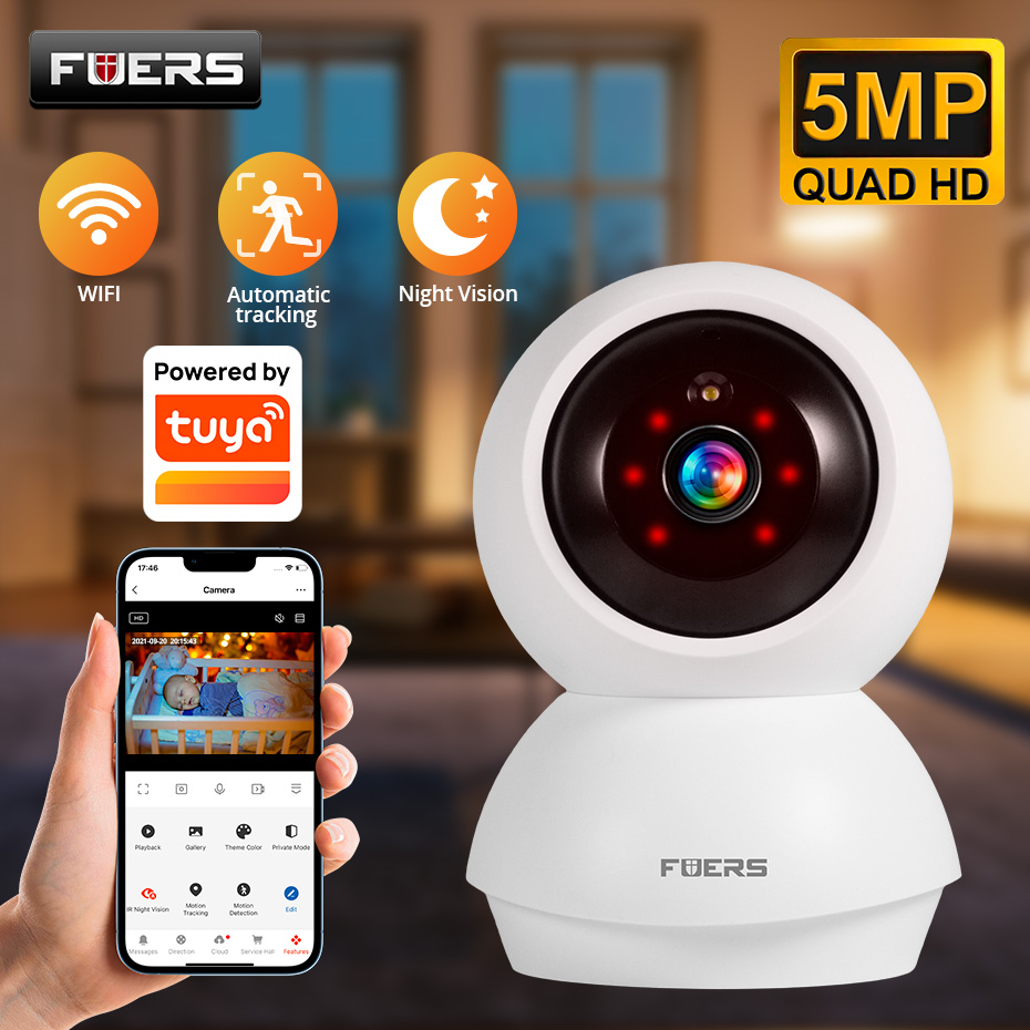 Smart Home Windows App - Câmera WiFi Fuers 5MP para Casa,
