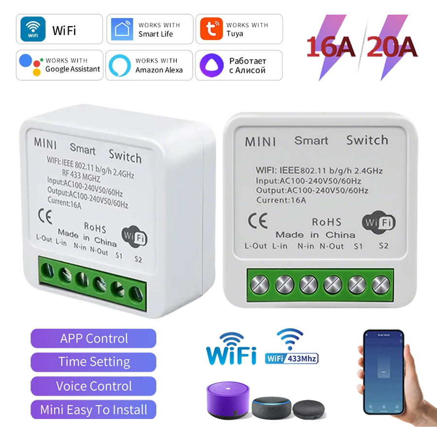 Smart Home Google - Módulo de Interruptor Inteligente Tuya WiFi