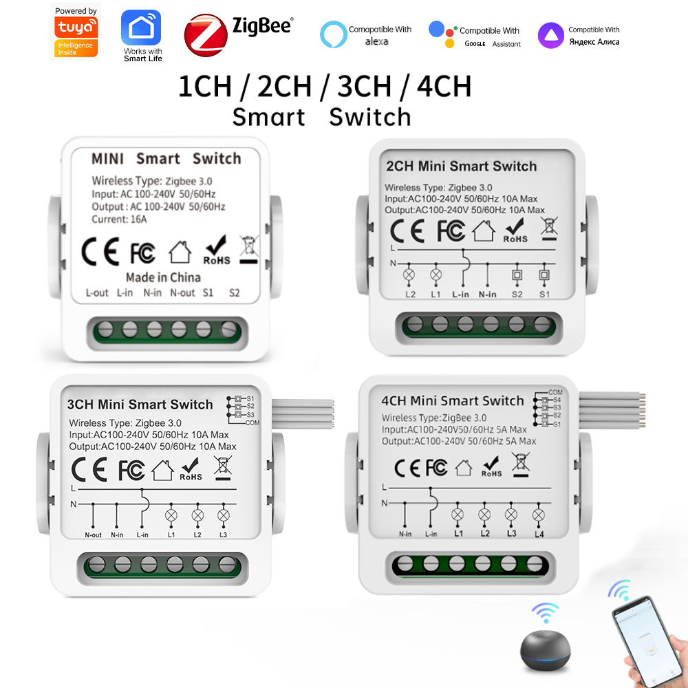Smart Home Google - Interruptor Inteligente Tuya Zigbee 3.0 1/2/3/4
