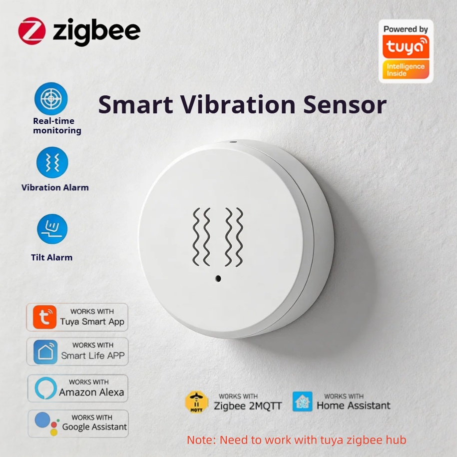 Smart Home Notifications - Sensor de Vibração Inteligente Tuya Zigbee,