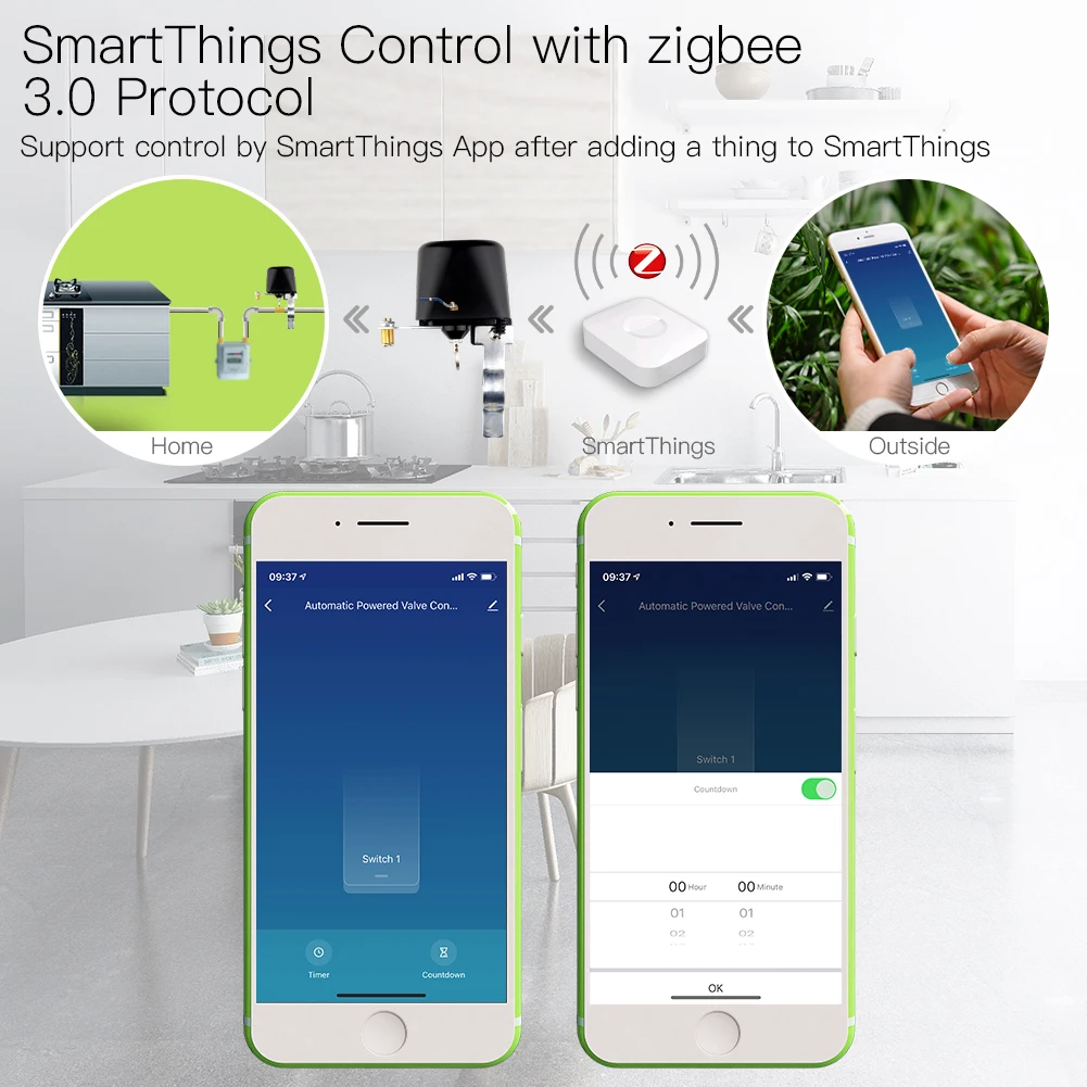 MOES-Smart Gás Water Valve Con - Smart Home Voice Assistant avaliação e preço