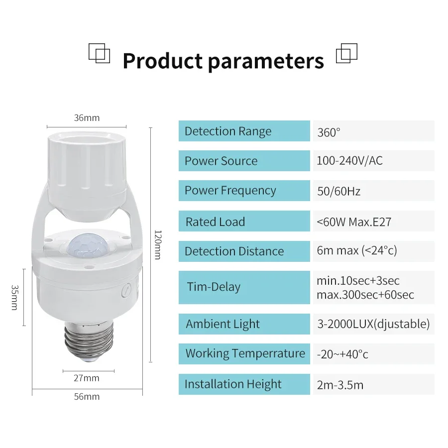 Sensor de Movimento PIR E27 pa - Smart Home Villa avaliação e preço